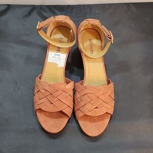 BRAND NEW WHITEMT LOW BLOCK-HEEL ADJUSTABLE BUCKLE WOMEN'S WIDE BRAIDED …